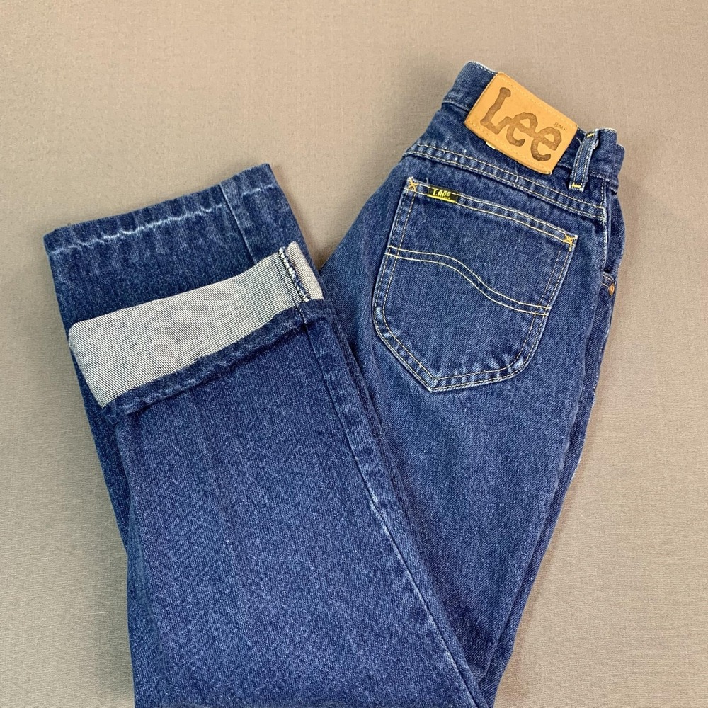 Vintage Lee Jeans Women 9 Long (24x25) Blue Denim High Rise Straight‎ USA 90s